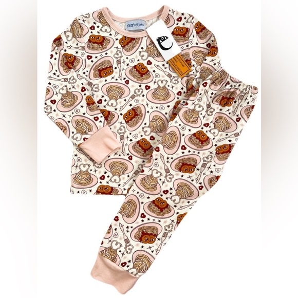 Little Eyes Spaghetti Sweethearts Bamboo Two-Piece Kids Set - Picture 3 of 3